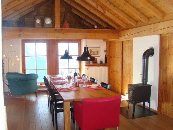 Dining room and wood stove